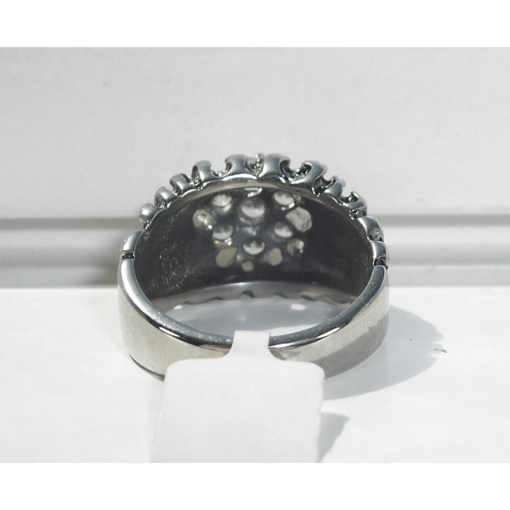 Men's Cubic Zirconia Nugget Ring 7 Stone Cluster Stainless Steel High Polished - Picture 9 of 15